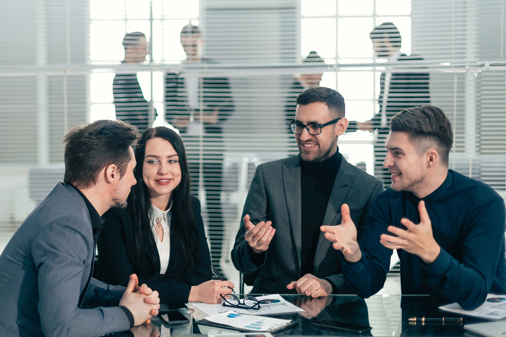 Team collaboration in a modern office